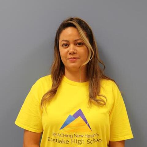 A profile photo of Eastlake High School Executive Assistant and alumni, Claudia Salomon-Ruiz.